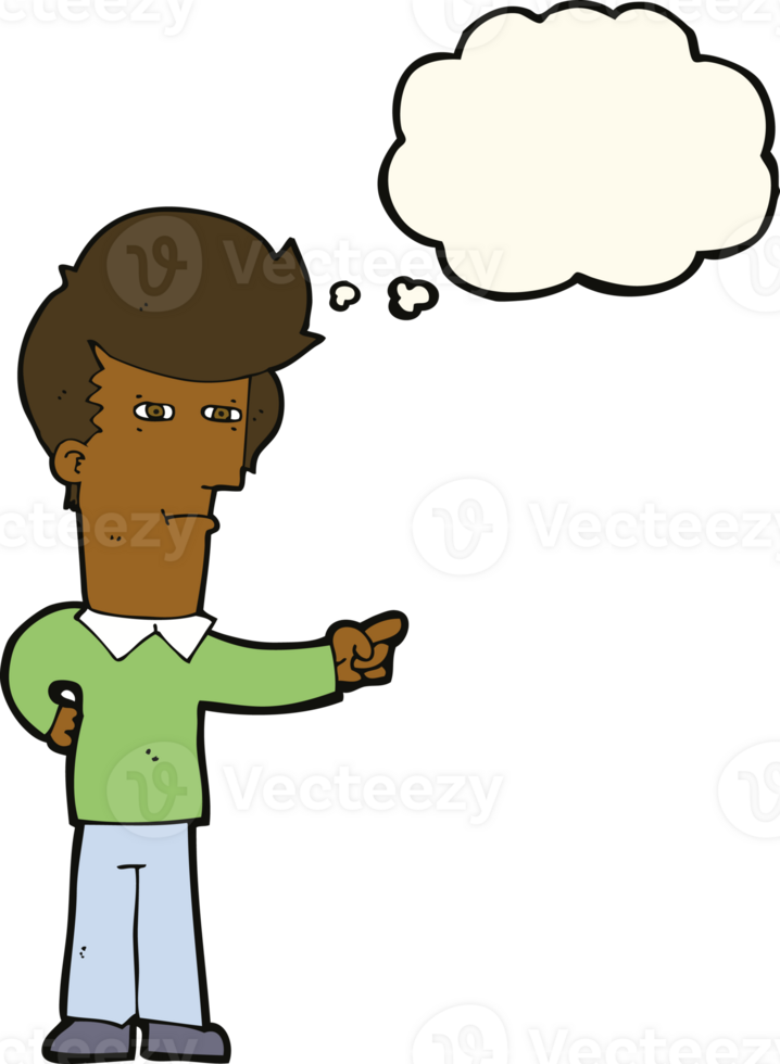 cartoon man pointing with thought bubble png