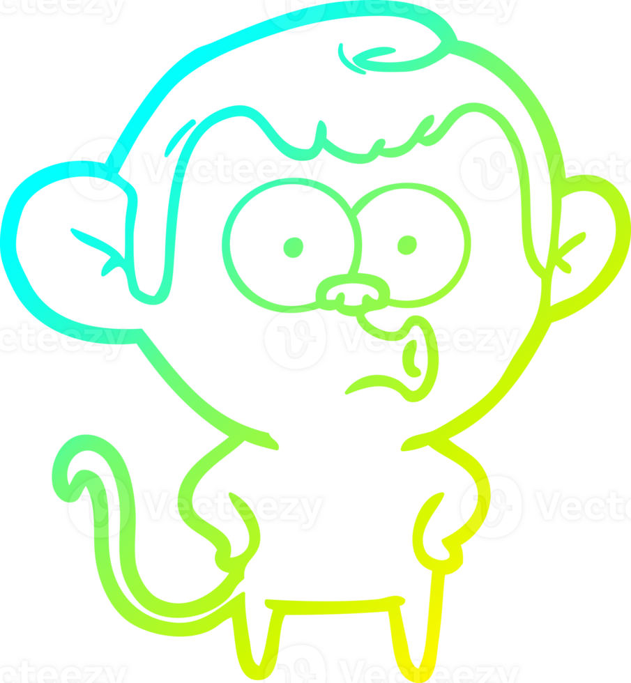 cold gradient line drawing cartoon surprised monkey png
