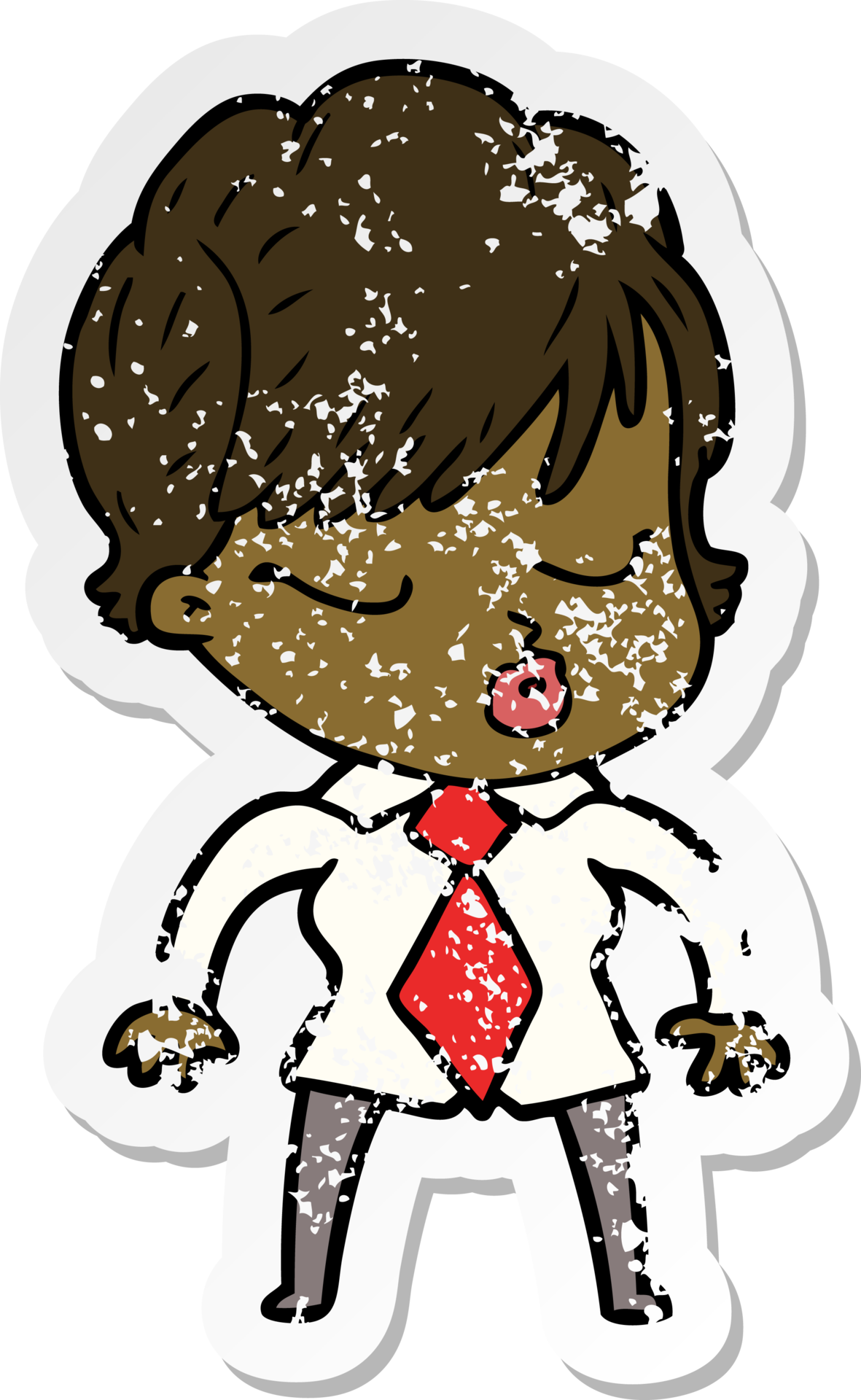 distressed sticker of a cartoon woman with eyes shut 44968215 PNG