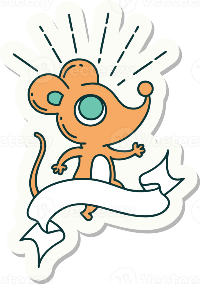 sticker of tattoo style mouse character png