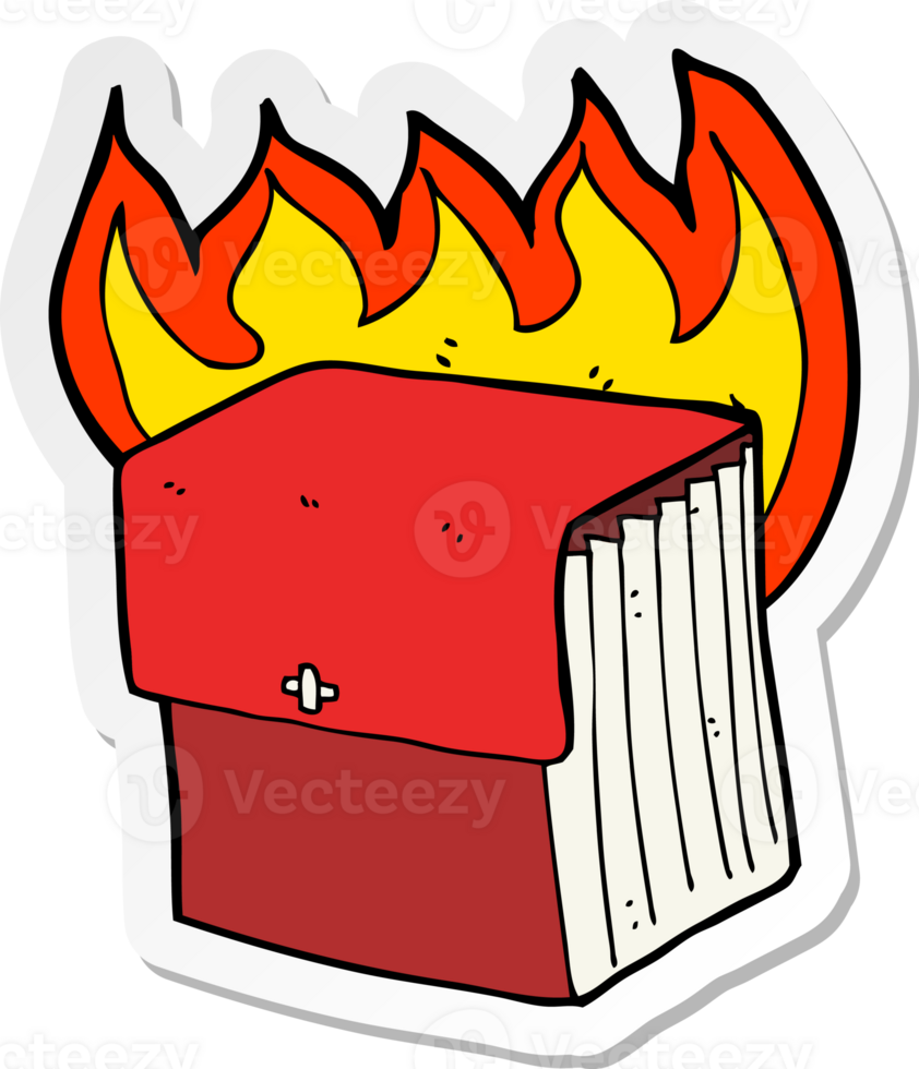 sticker of a cartoon burning business files png