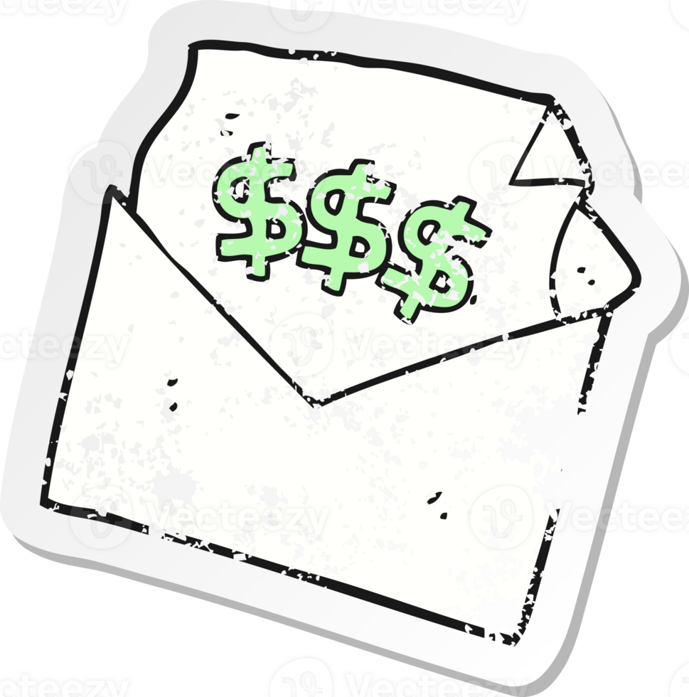 retro distressed sticker of a cartoon bill letter png
