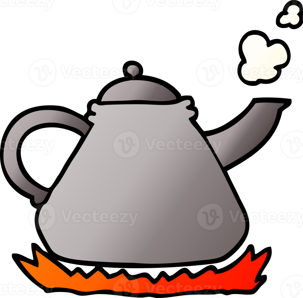 png gradient illustration cartoon kettle on stove