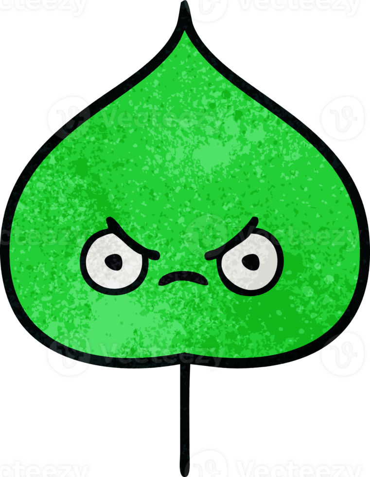 retro grunge texture cartoon expressional leaf png