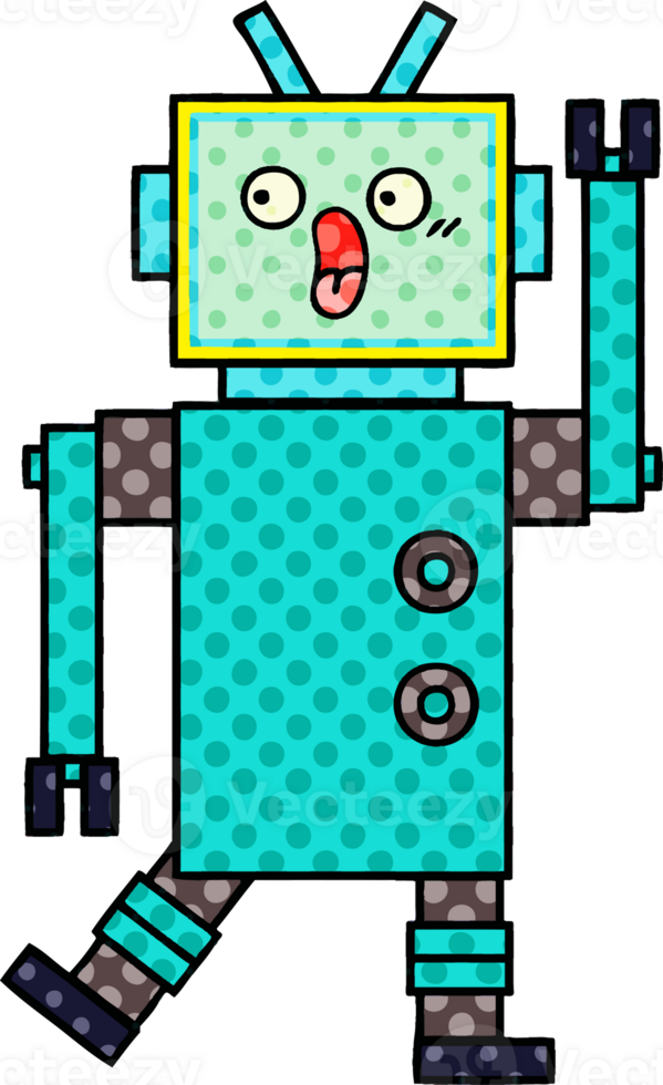 comic book style cartoon robot png