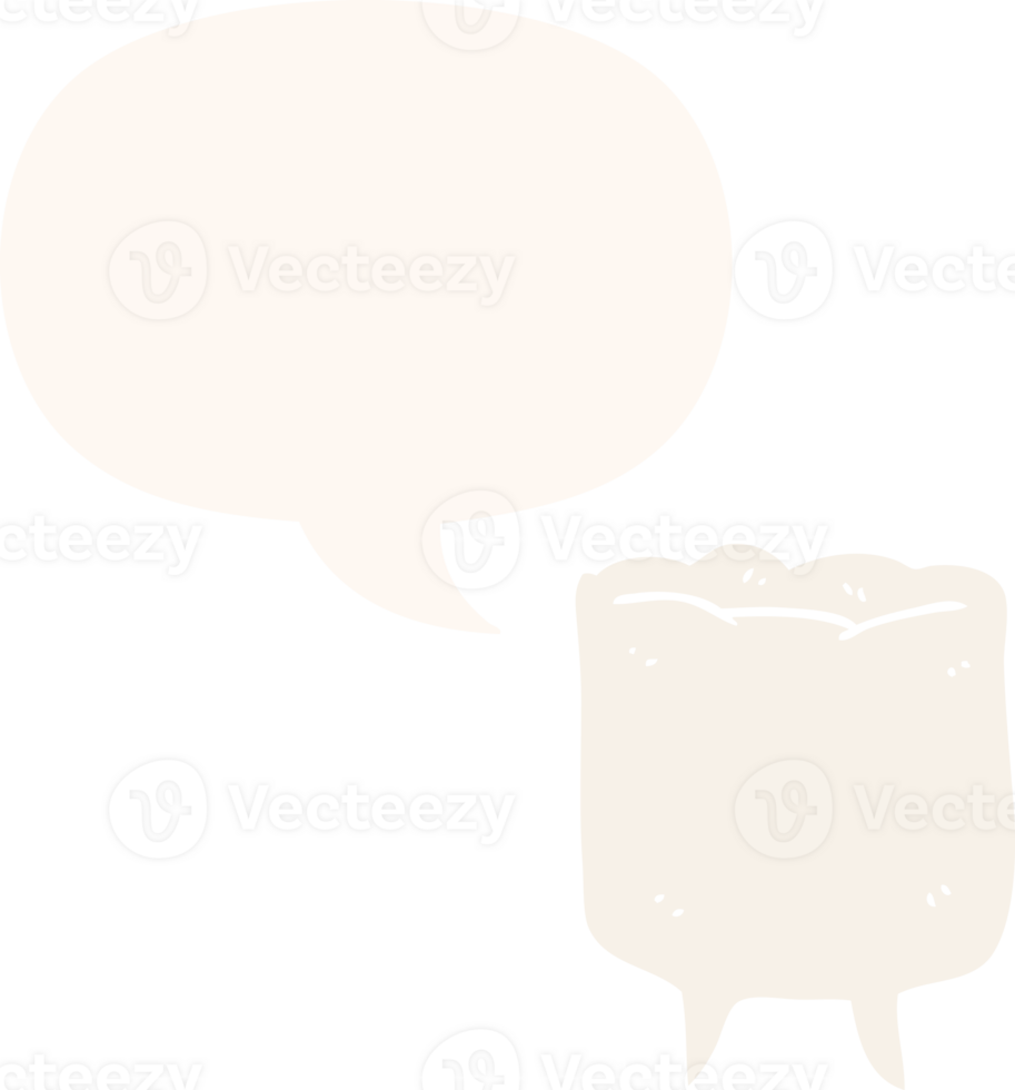 cartoon tooth and speech bubble in retro style png