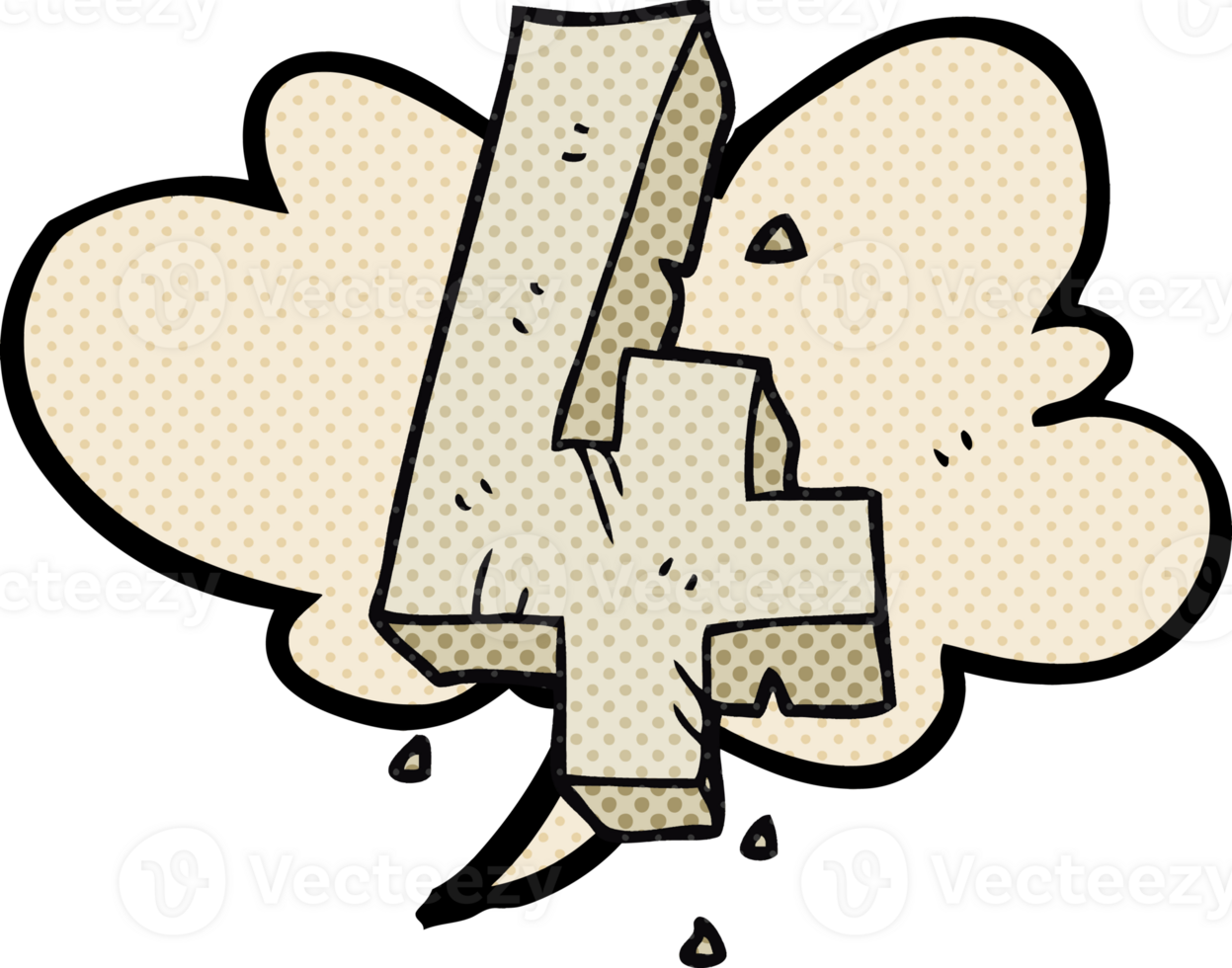 comic book speech bubble cartoon stone number four png