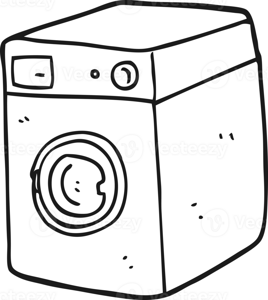 black and white cartoon washing machine png