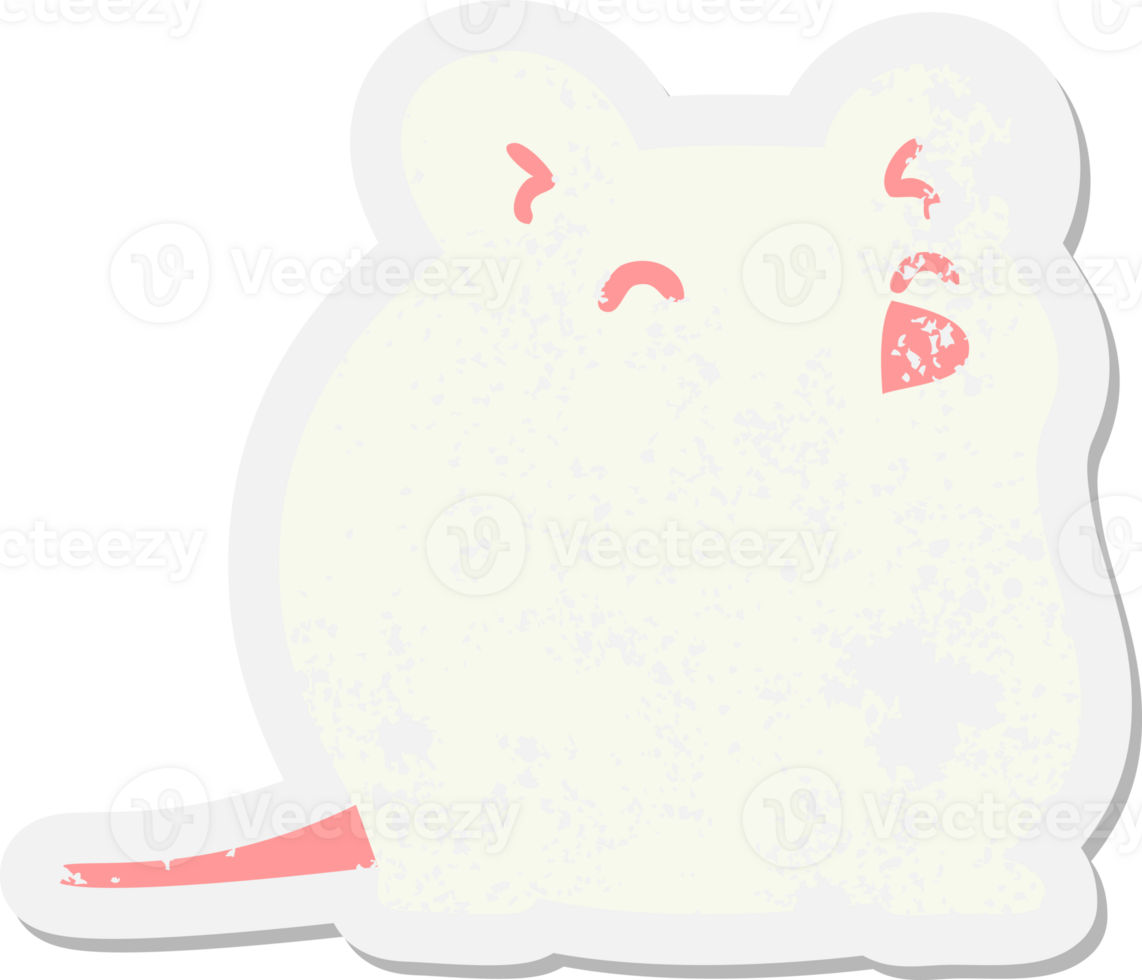 cartoon white mouse grunge sticker png