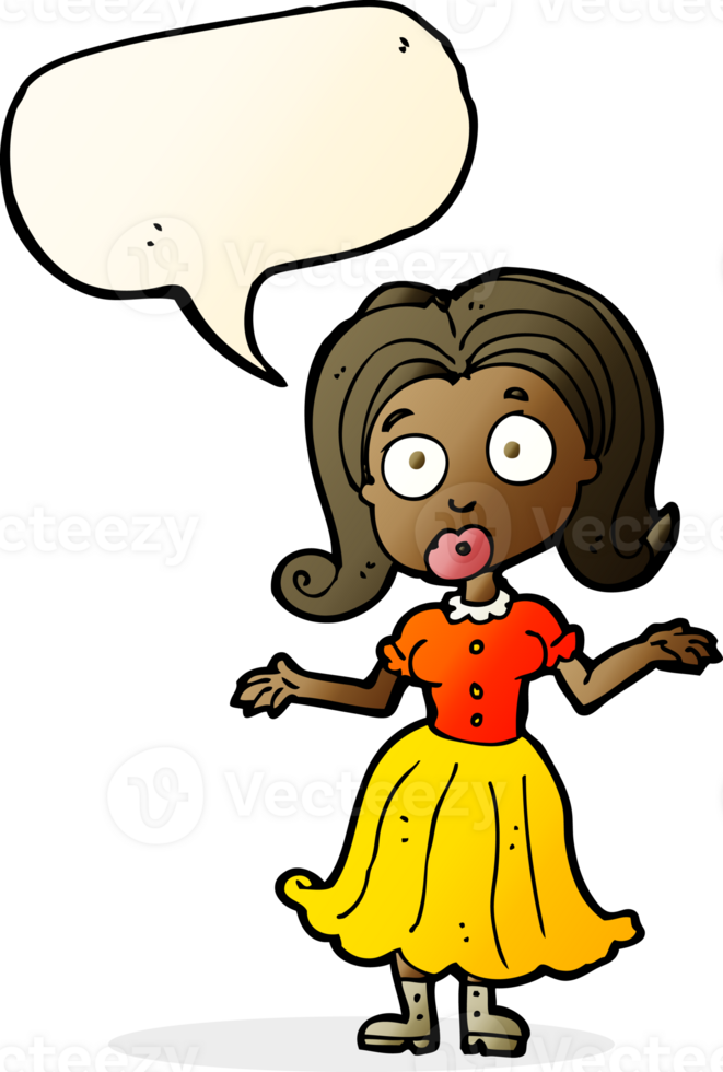 cartoon confused girl with speech bubble png