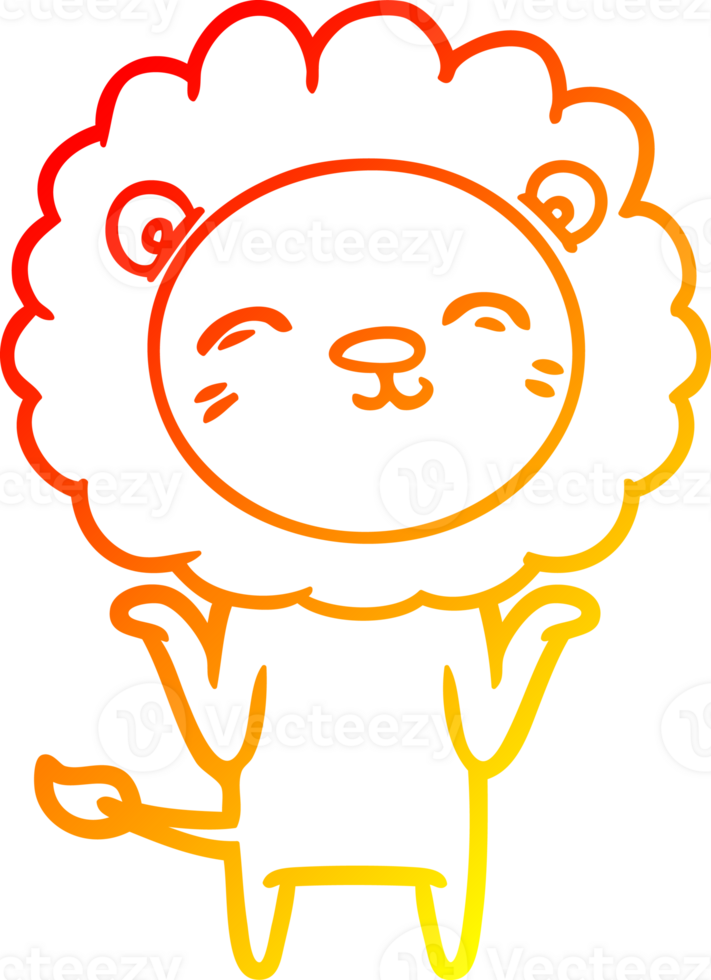 warm gradient line drawing cartoon lion png