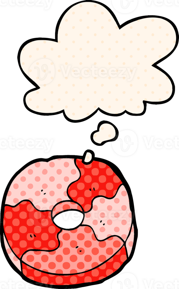 cartoon biscuit and thought bubble in comic book style png