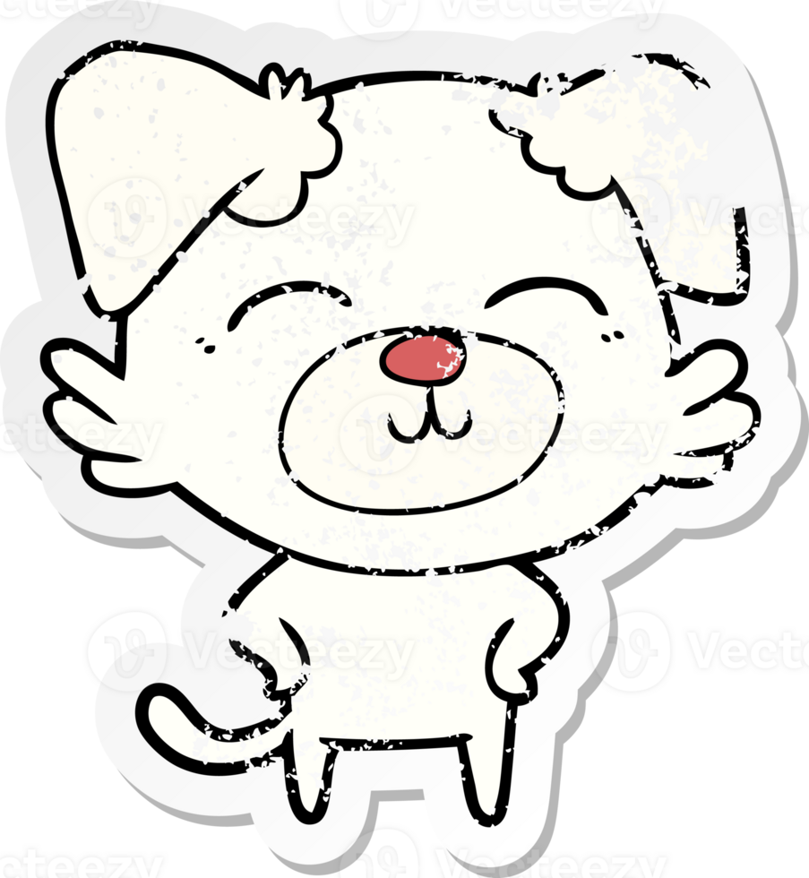 distressed sticker of a cartoon dog png