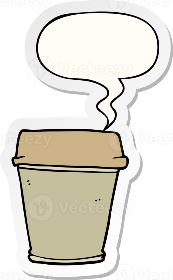 cartoon take out coffee and speech bubble sticker png