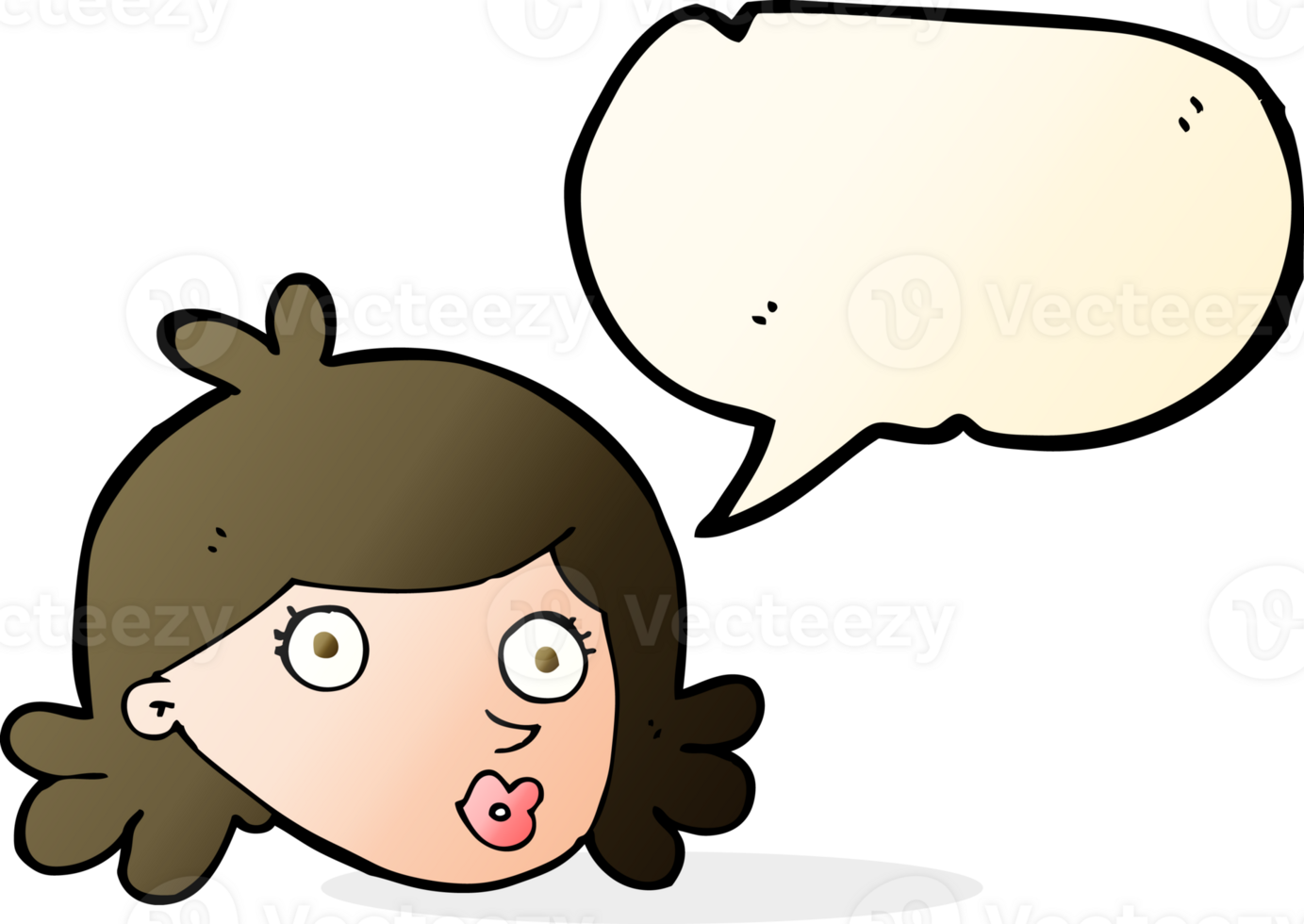 cartoon pretty face with speech bubble png