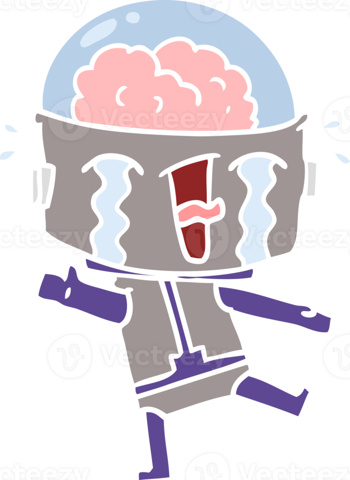 flat color style cartoon crying robot png