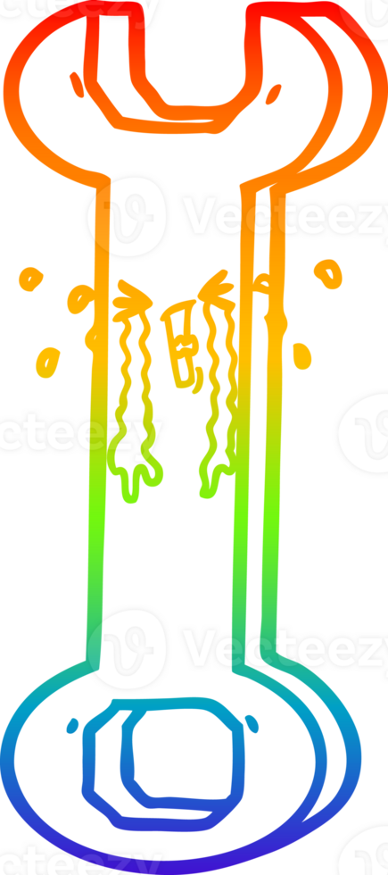 rainbow gradient line drawing cartoon spanner png
