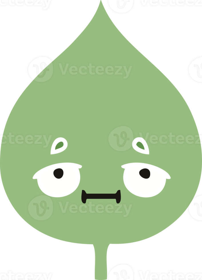 flat color retro cartoon expressional leaf png