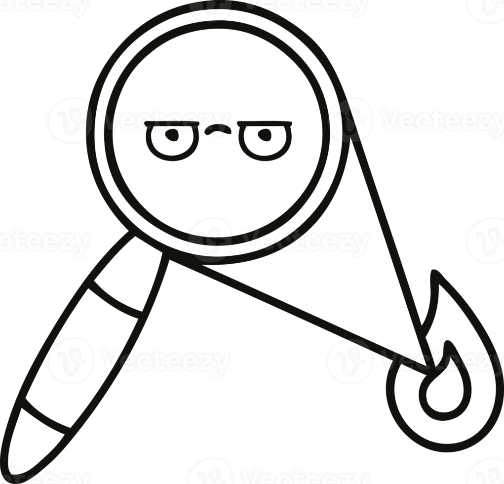 line drawing cartoon magnifying glass png