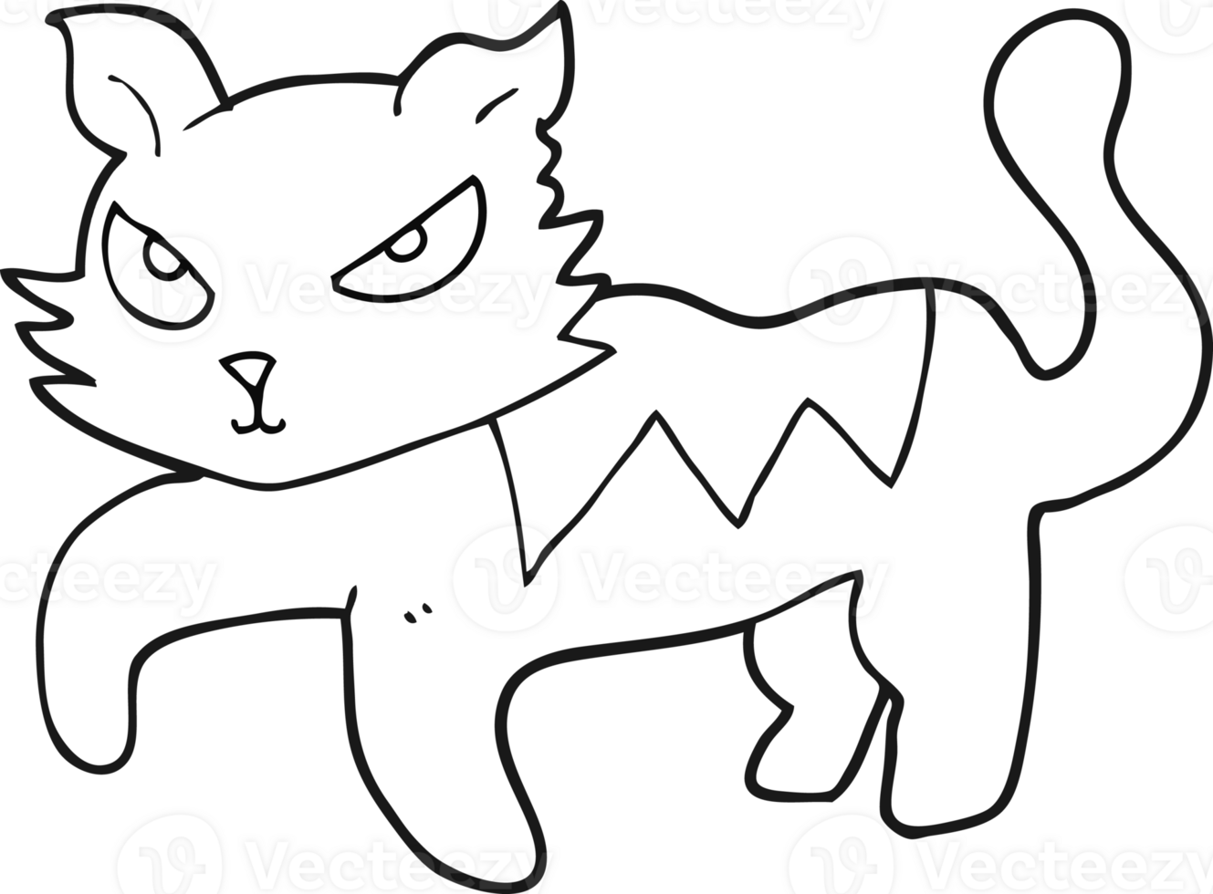 black and white cartoon cat png