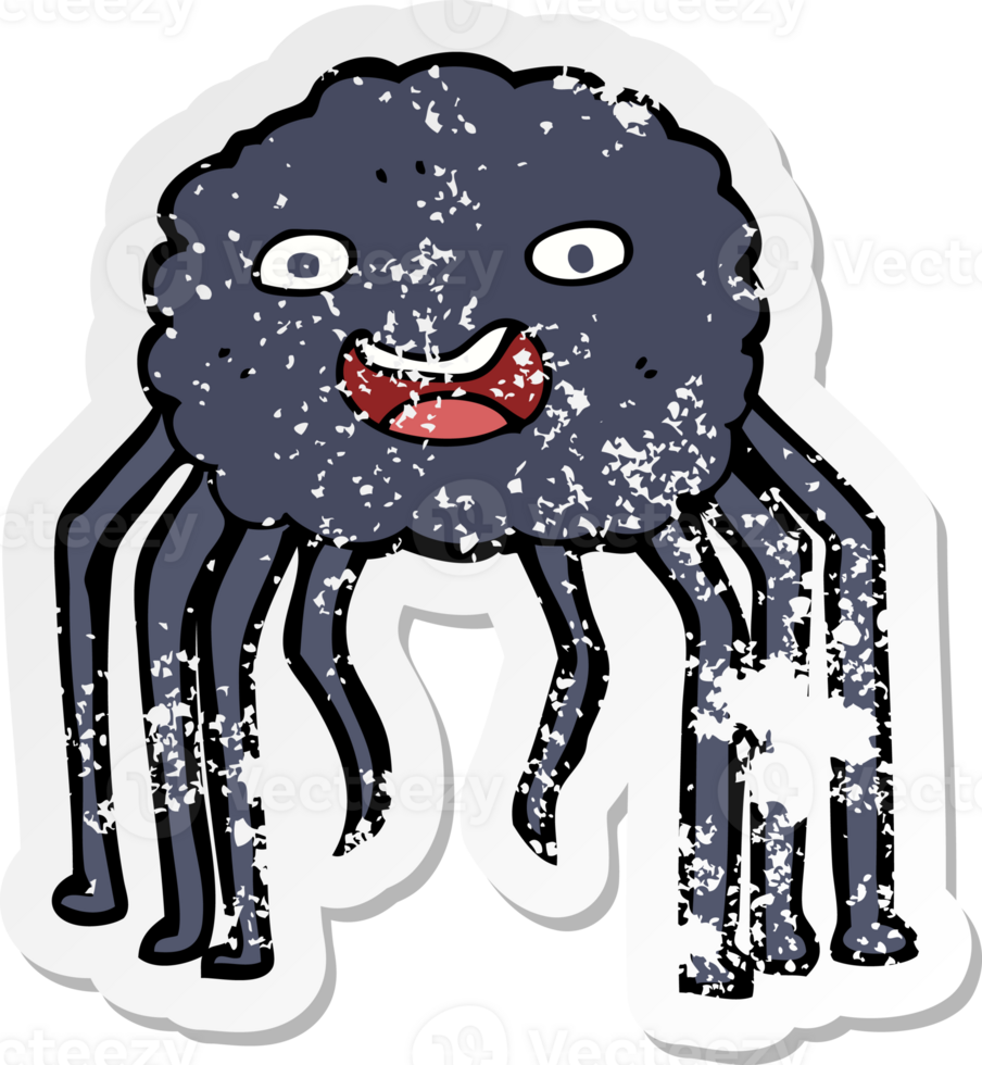 retro distressed sticker of a cartoon spider png