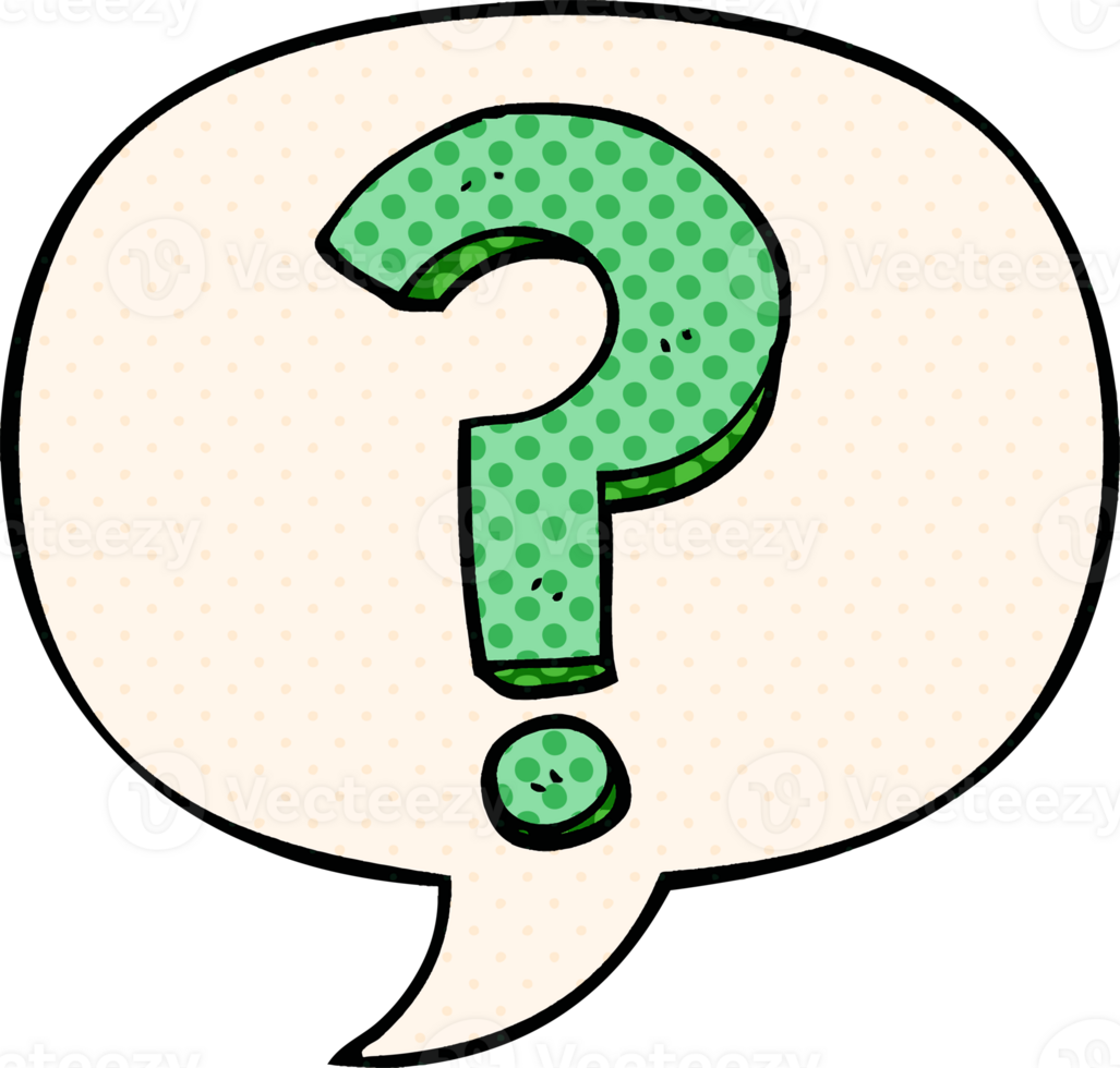 cartoon question mark and speech bubble in comic book style png