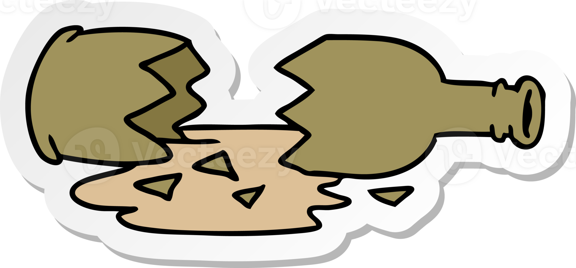 sticker cartoon doodle of a broken bottle png