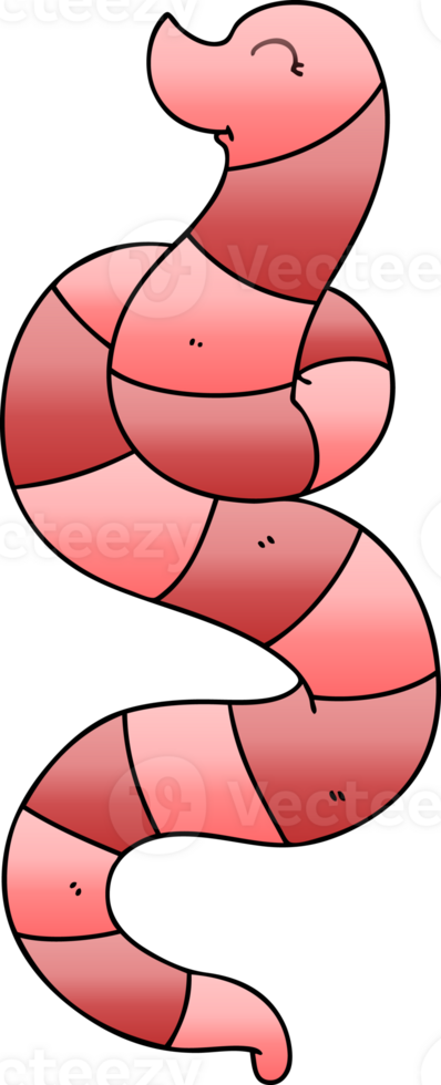 quirky gradient shaded cartoon worm png