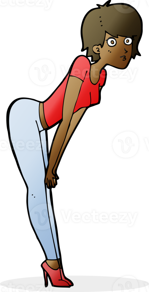 cartoon woman looking at something png