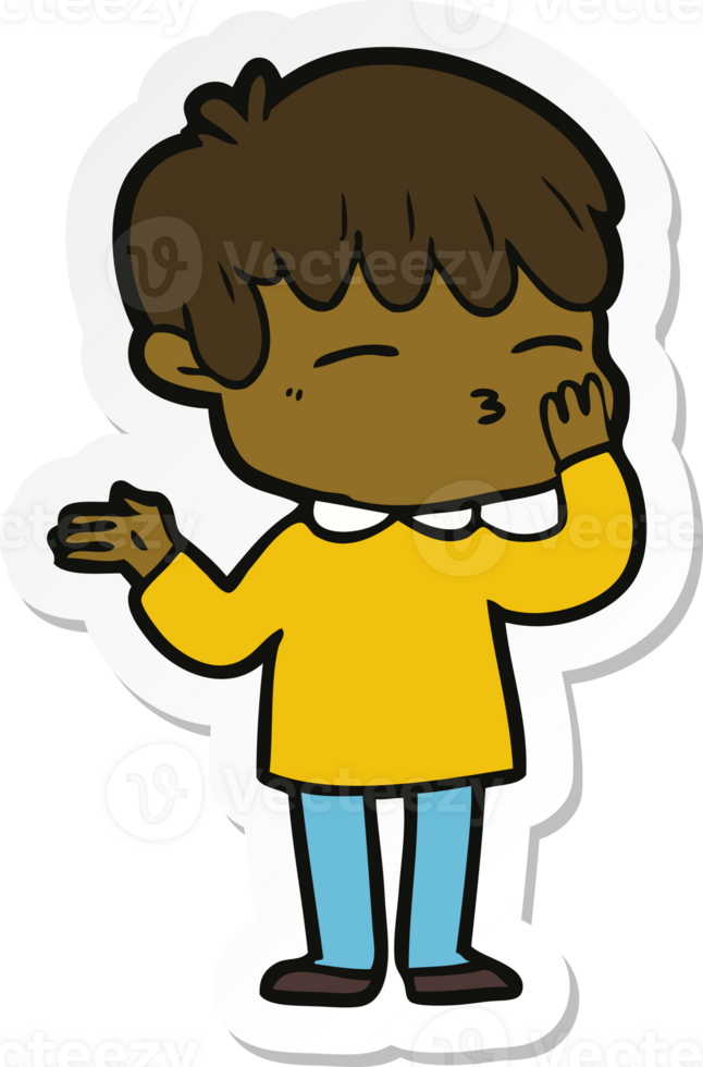 sticker of a cartoon curious boy png