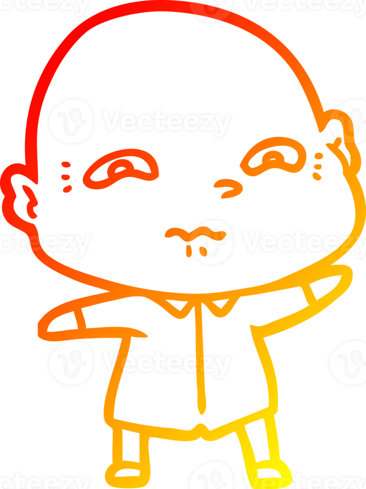 warm gradient line drawing cartoon nervous man png