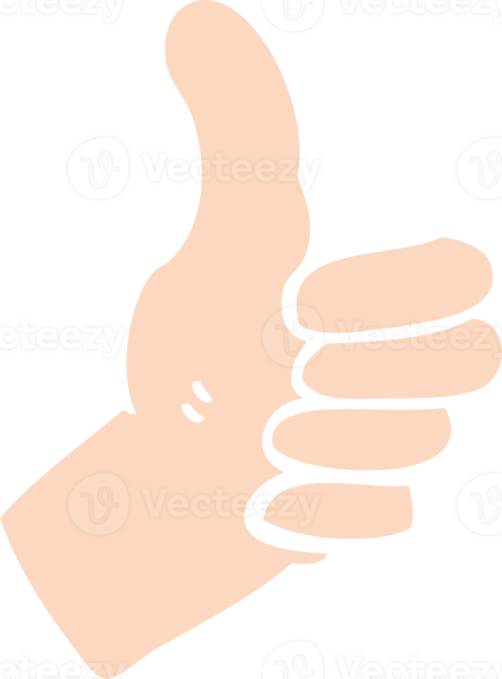 flat color illustration of a cartoon thumbs up sign png