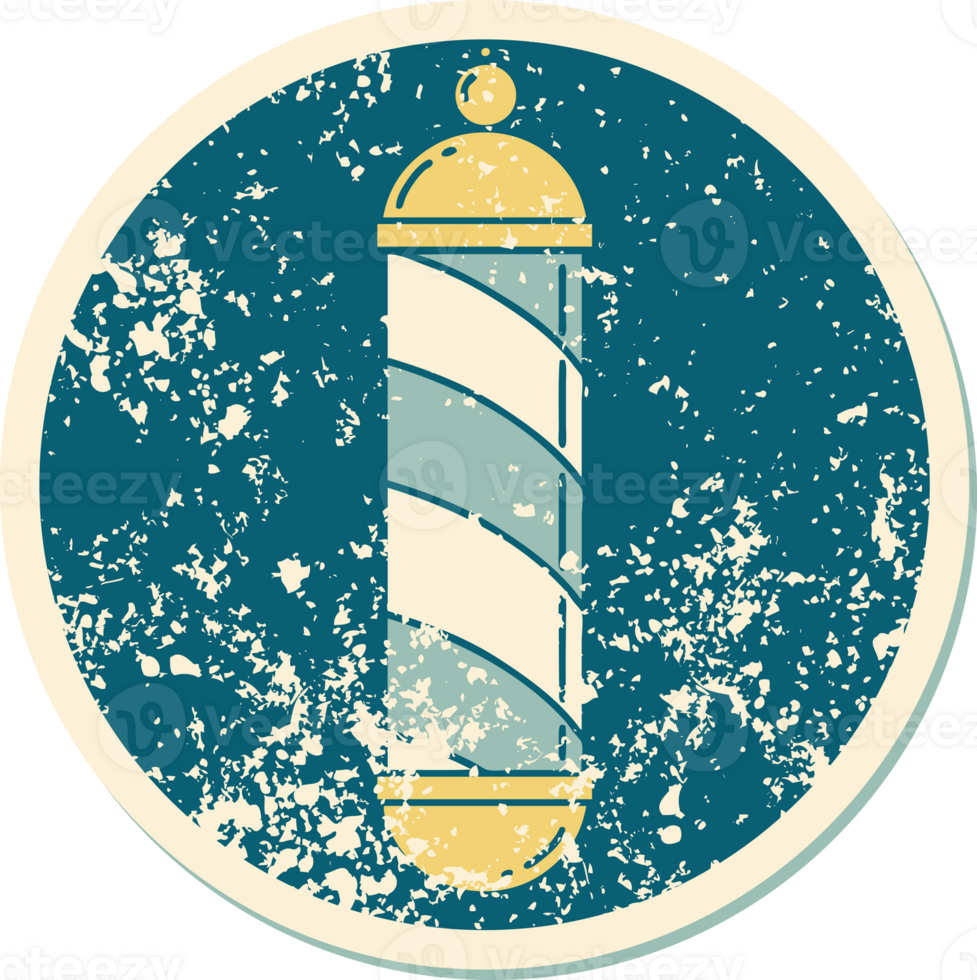 distressed sticker tattoo style icon of a barbers pole png