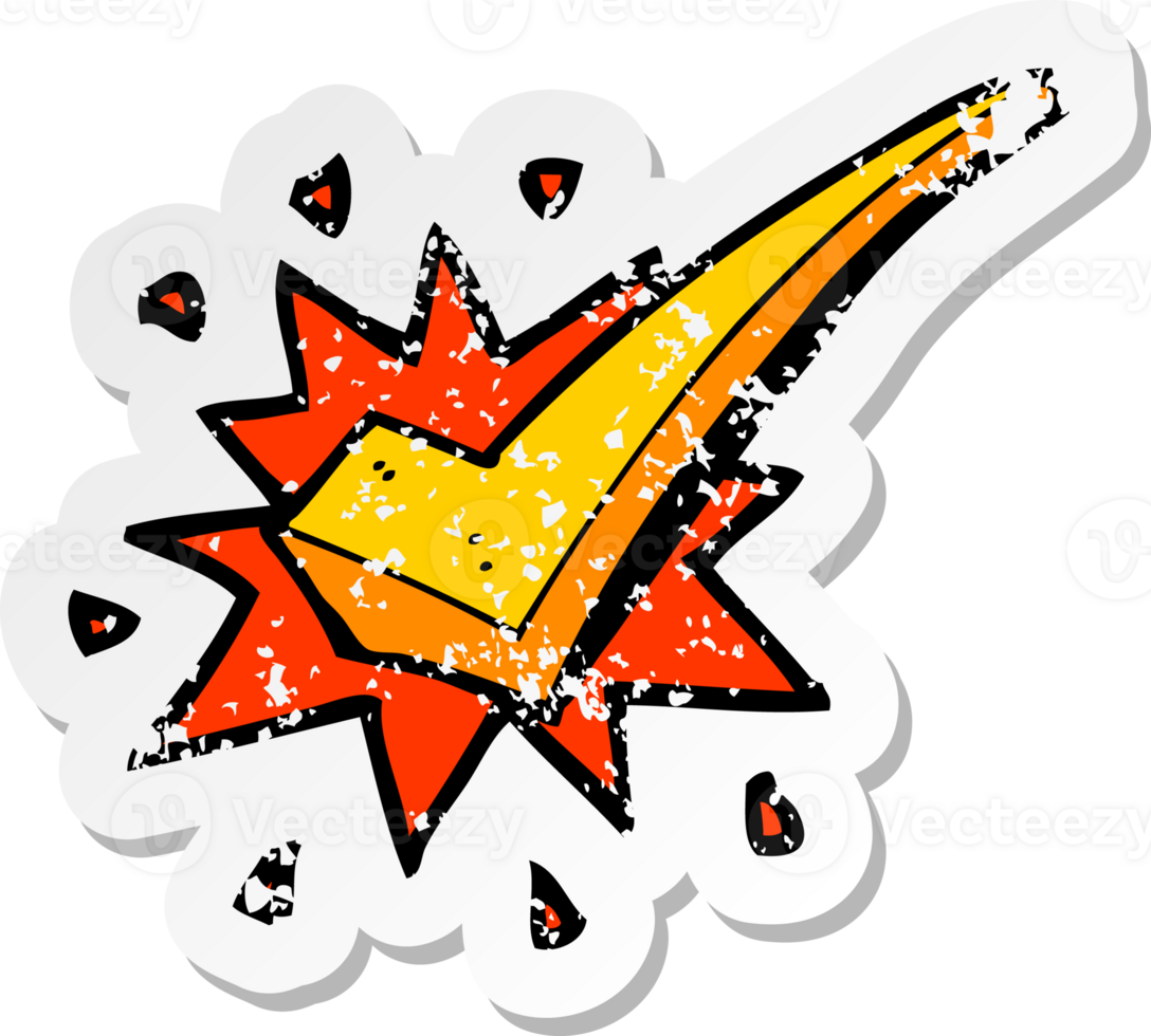 retro distressed sticker of a cartoon positive tick symbol png