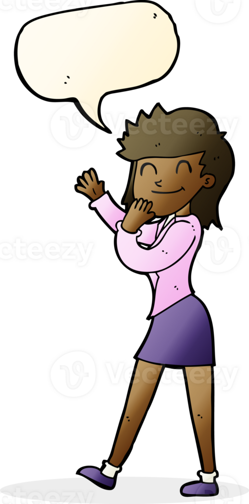cartoon happy businesswoman with speech bubble png