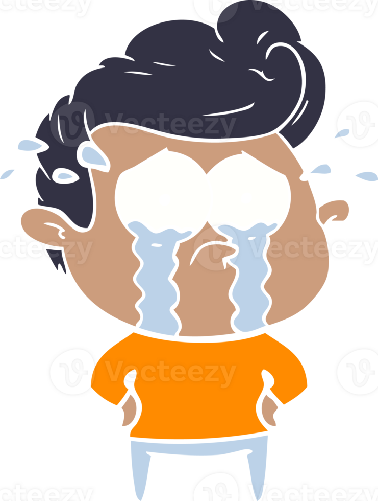 flat color style cartoon crying man png