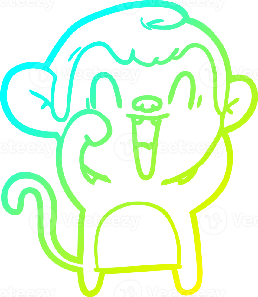 cold gradient line drawing cartoon laughing monkey png