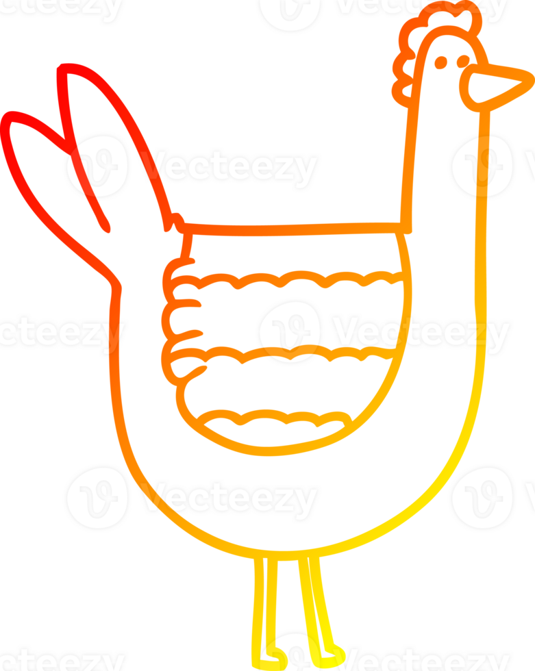 warm gradient line drawing cartoon chicken png