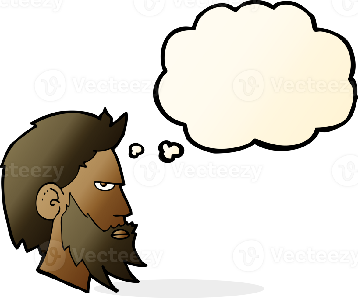 cartoon man with beard with thought bubble png