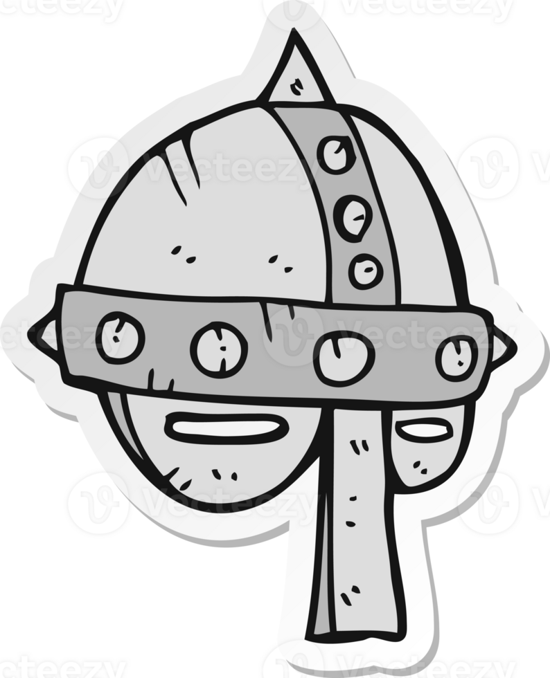 sticker of a cartoon medieval helmet png