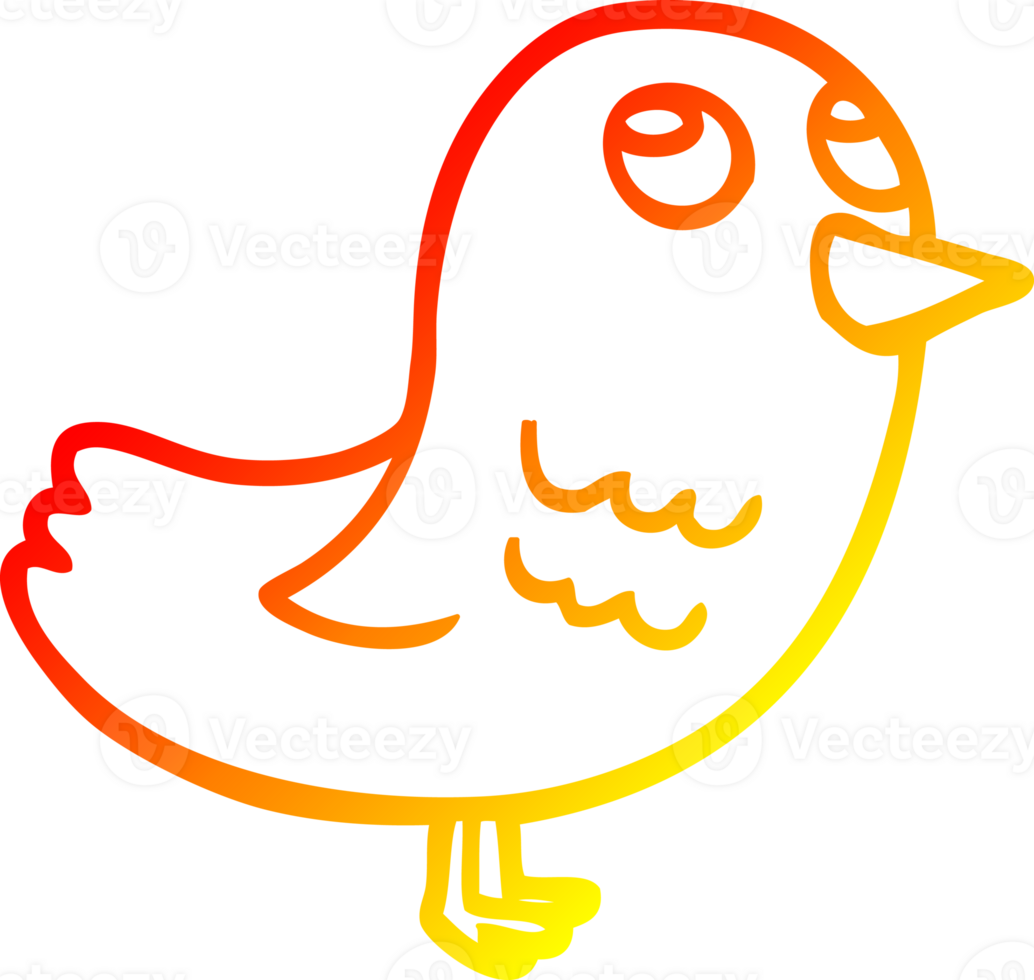 warm gradient line drawing of a cartoon garden bird png