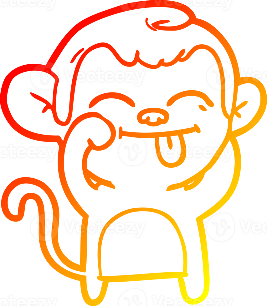 warm gradient line drawing of a funny cartoon monkey png