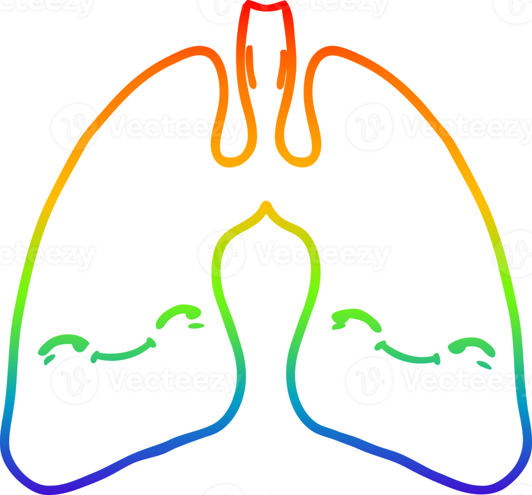 Regenbogen Gradient Linie Zeichnung von ein Karikatur Lunge png