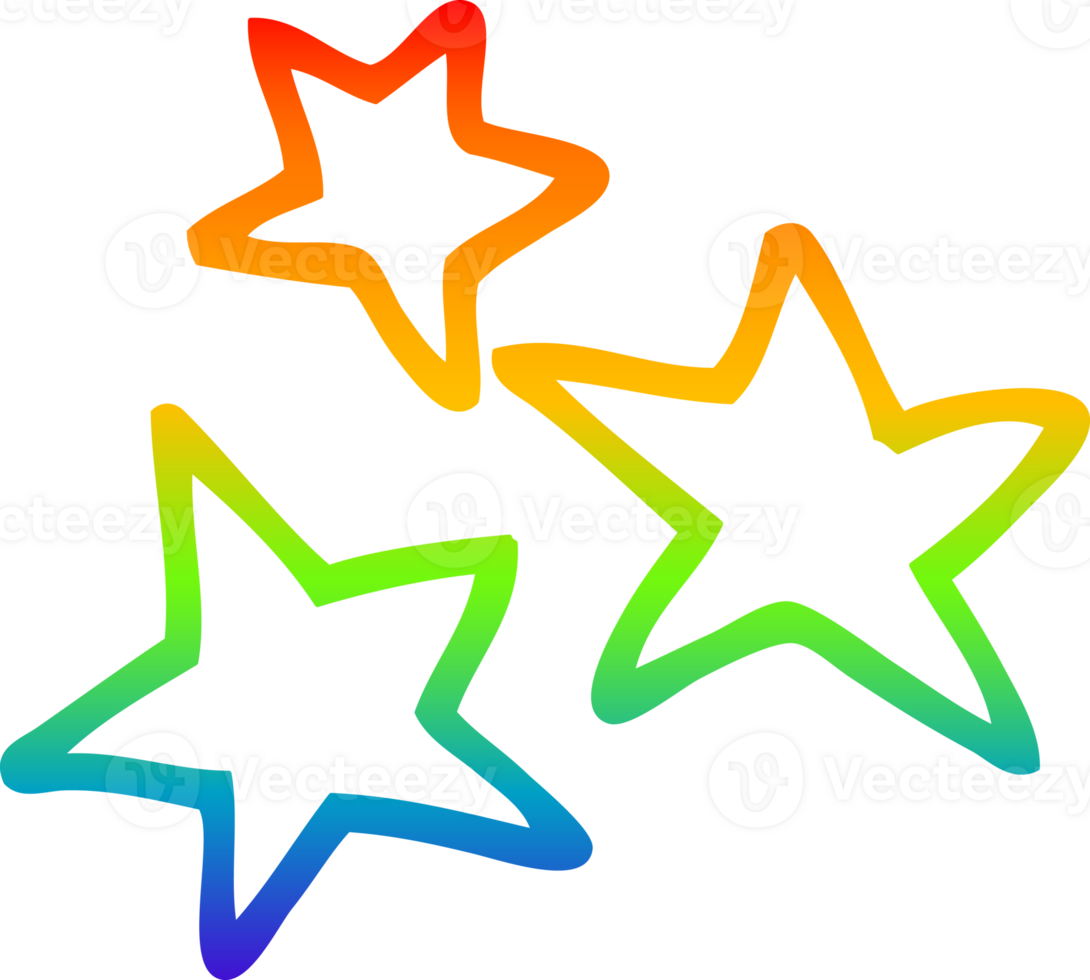 rainbow gradient line drawing of a cartoon star png