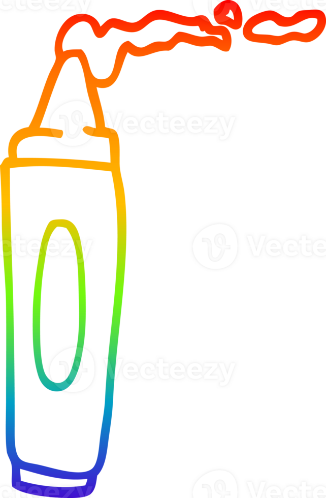 rainbow gradient line drawing of a cartoon coloring crayon png