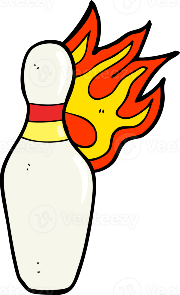 cartoon ten pin bowling skittle on fire png
