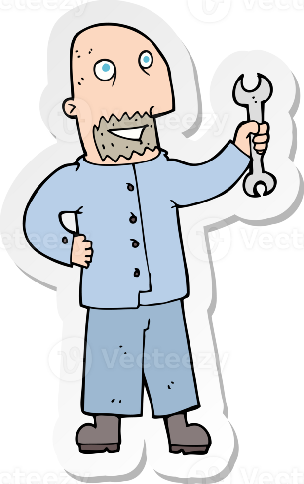 sticker of a cartoon mechanic png