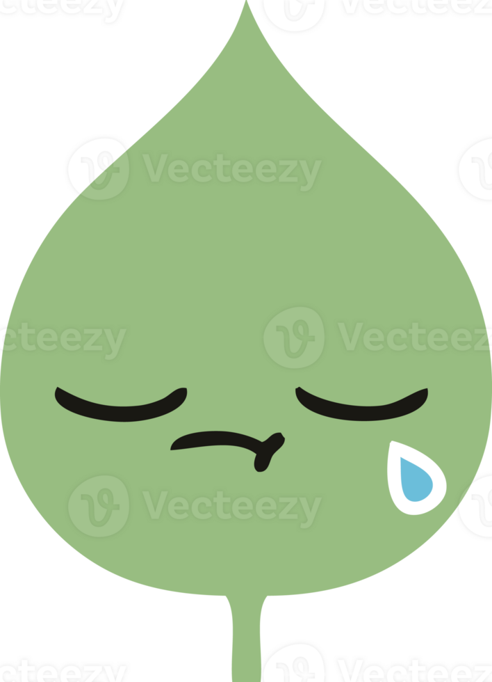 flat color retro cartoon of a expressional leaf png