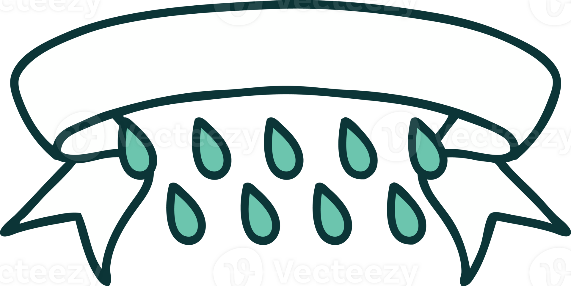 traditional tattoo with banner of rain drops png