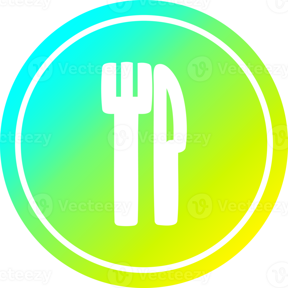 knife and fork circular icon with cool gradient finish png